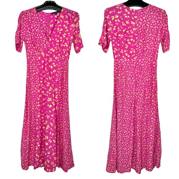 French Connection Bonita Draped Mixed Printed Midi Dress 2 - Picture 13 of 13